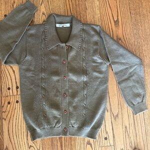 Vintage MERE AIMEE Japanese Knit Cardigan Olive Wool Blend | Retail $180